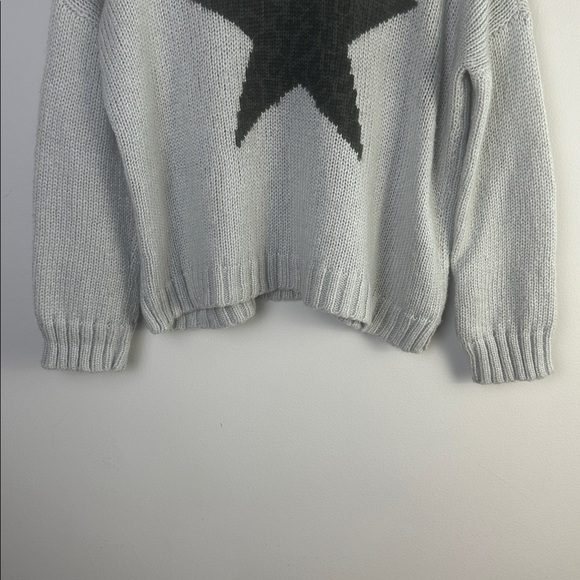 Wooden Ships Leopard Star Crewneck Sweater Mohair Wool Blend S/M Oversized Gray - Picture 8 of 16